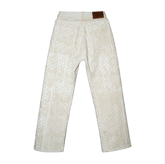 Tribal Pattern Rubber Printing Denim 【White】TPR001-WH