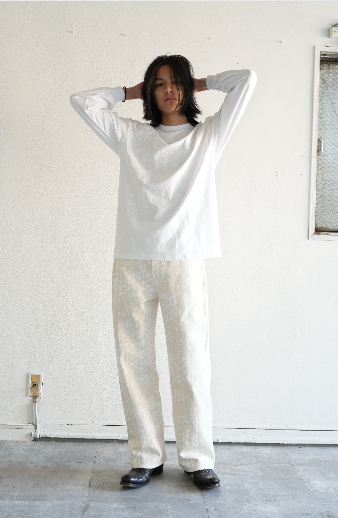 Tribal Pattern Rubber Printing Denim 【White】TPR001-WH