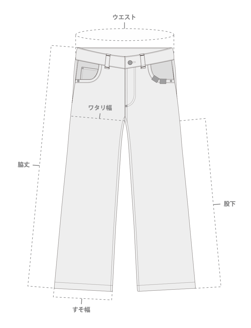 Tribal Pattern Rubber Printing Double Knee Denim 【Black】TPR002-BK