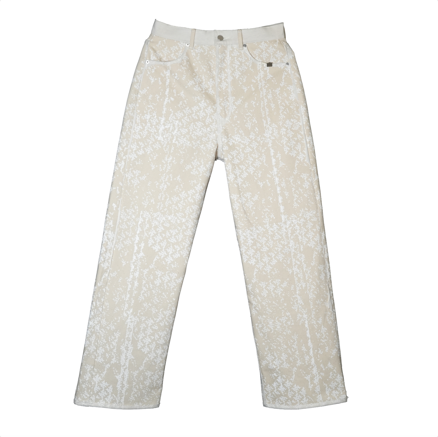 Tribal Pattern Rubber Printing Denim 【White】TPR001-WH