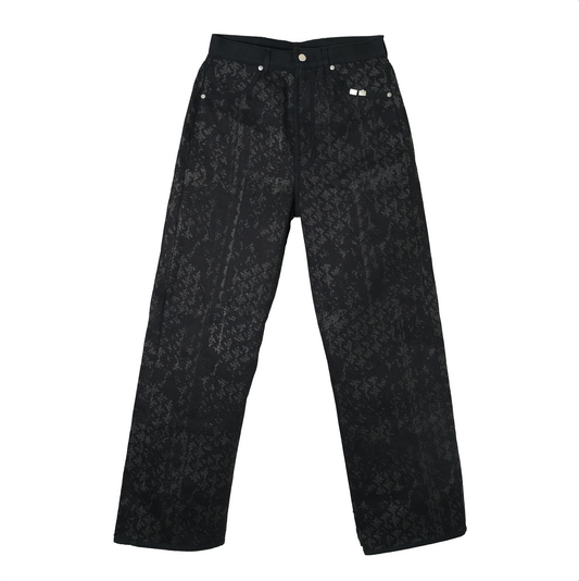 Tribal Pattern Rubber Printing Denim 【Black】TPR001-BK