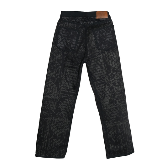 Tribal Pattern Rubber Printing Denim 【Black】TPR001-BK